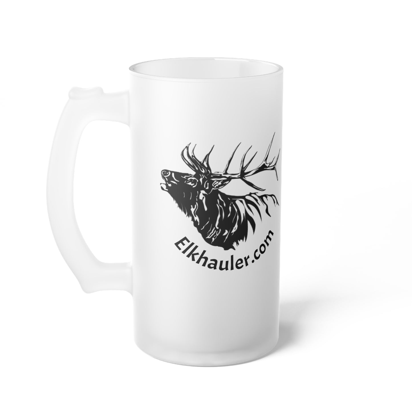 Frosted Glass Beer Mug — Elk Head Logo Beer Stein