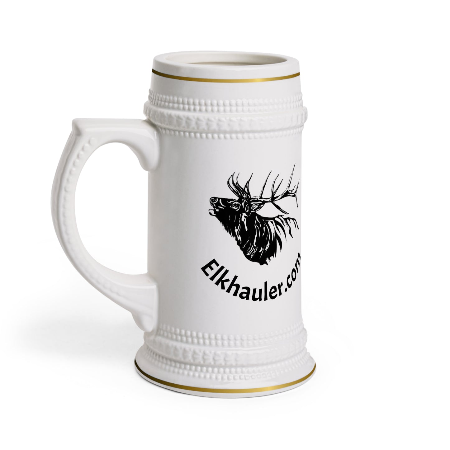 Elk Head Beer Stein Mug – Ceramic Hunting Mug with Elk Logo