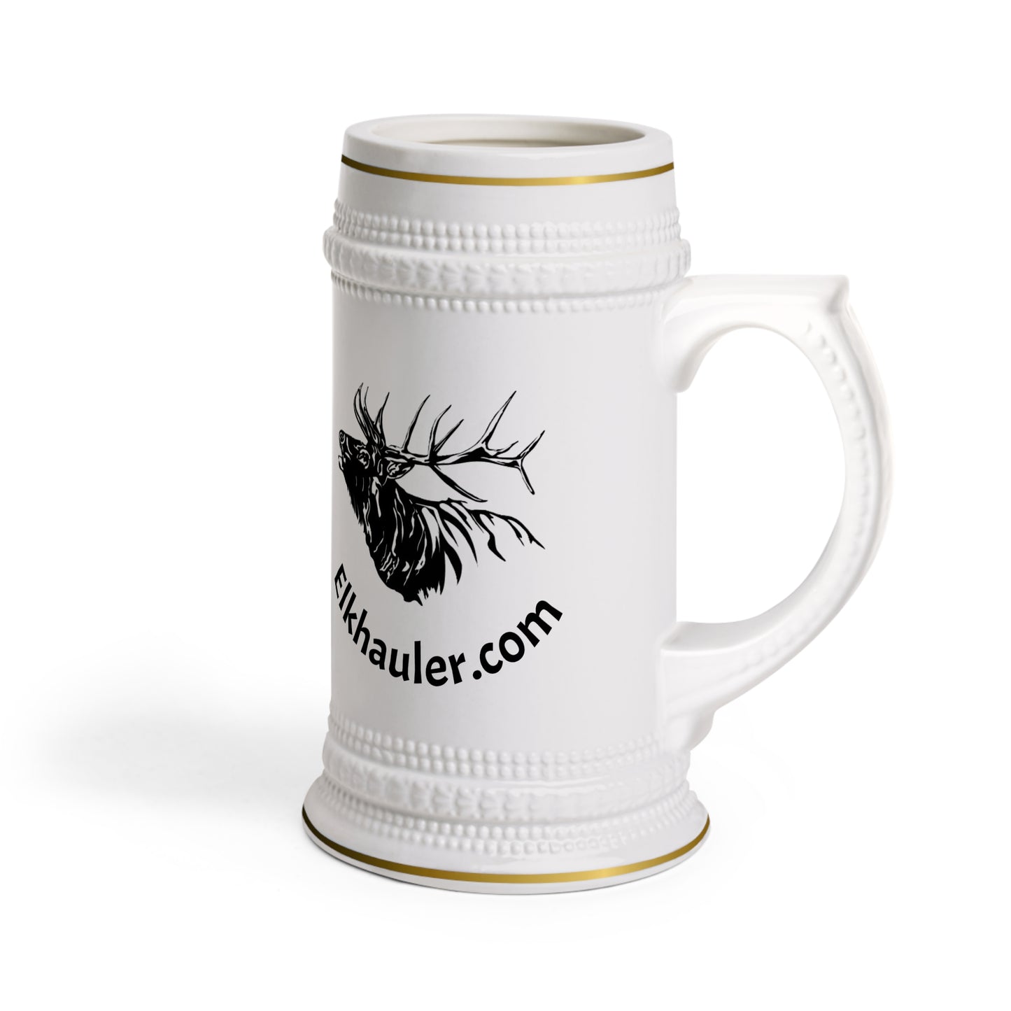 Elk Head Beer Stein Mug – Ceramic Hunting Mug with Elk Logo
