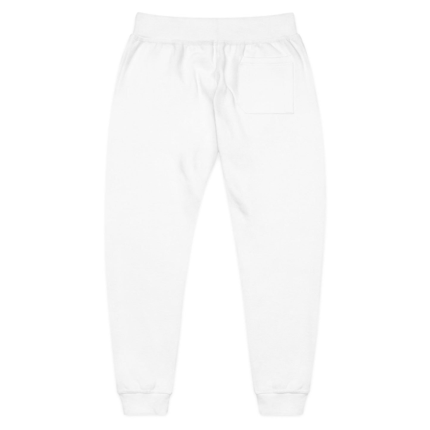 Embroidered Fleur de Lis Sweatpants — Cozy White Fleece Joggers