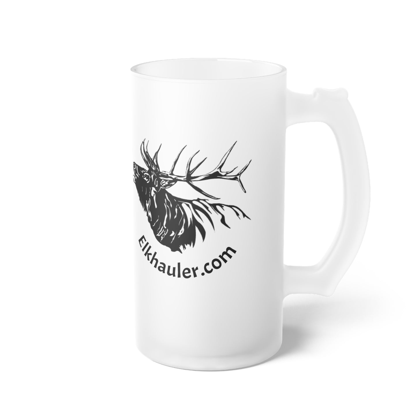 Frosted Glass Beer Mug — Elk Head Logo Beer Stein