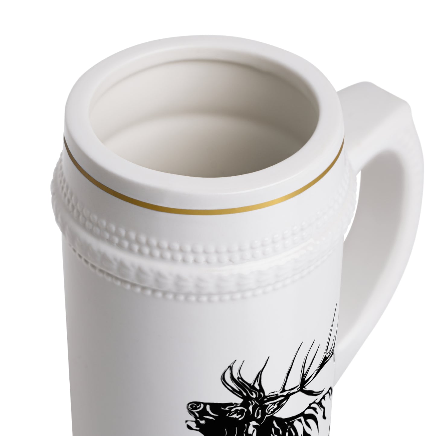 Elk Head Beer Stein Mug – Ceramic Hunting Mug with Elk Logo
