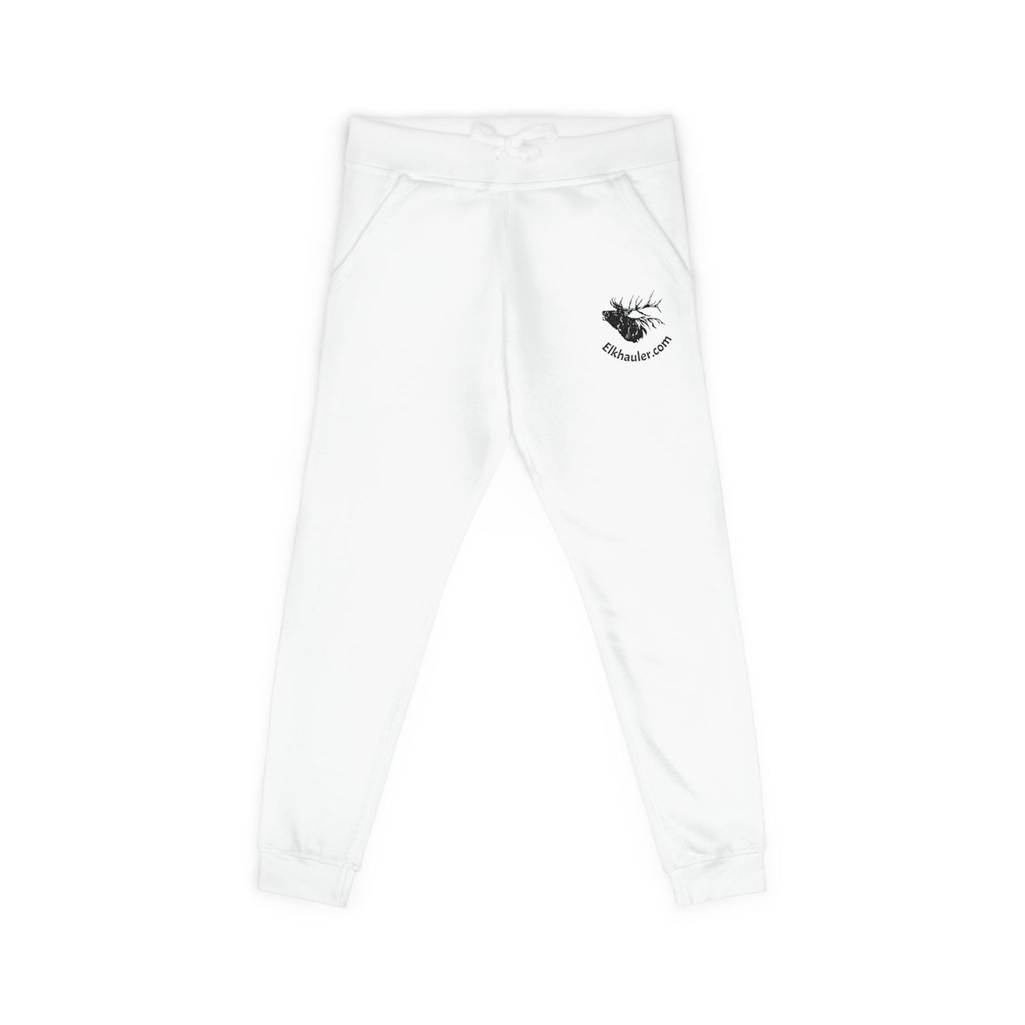 Embroidered Fleur de Lis Sweatpants — Cozy White Fleece Joggers