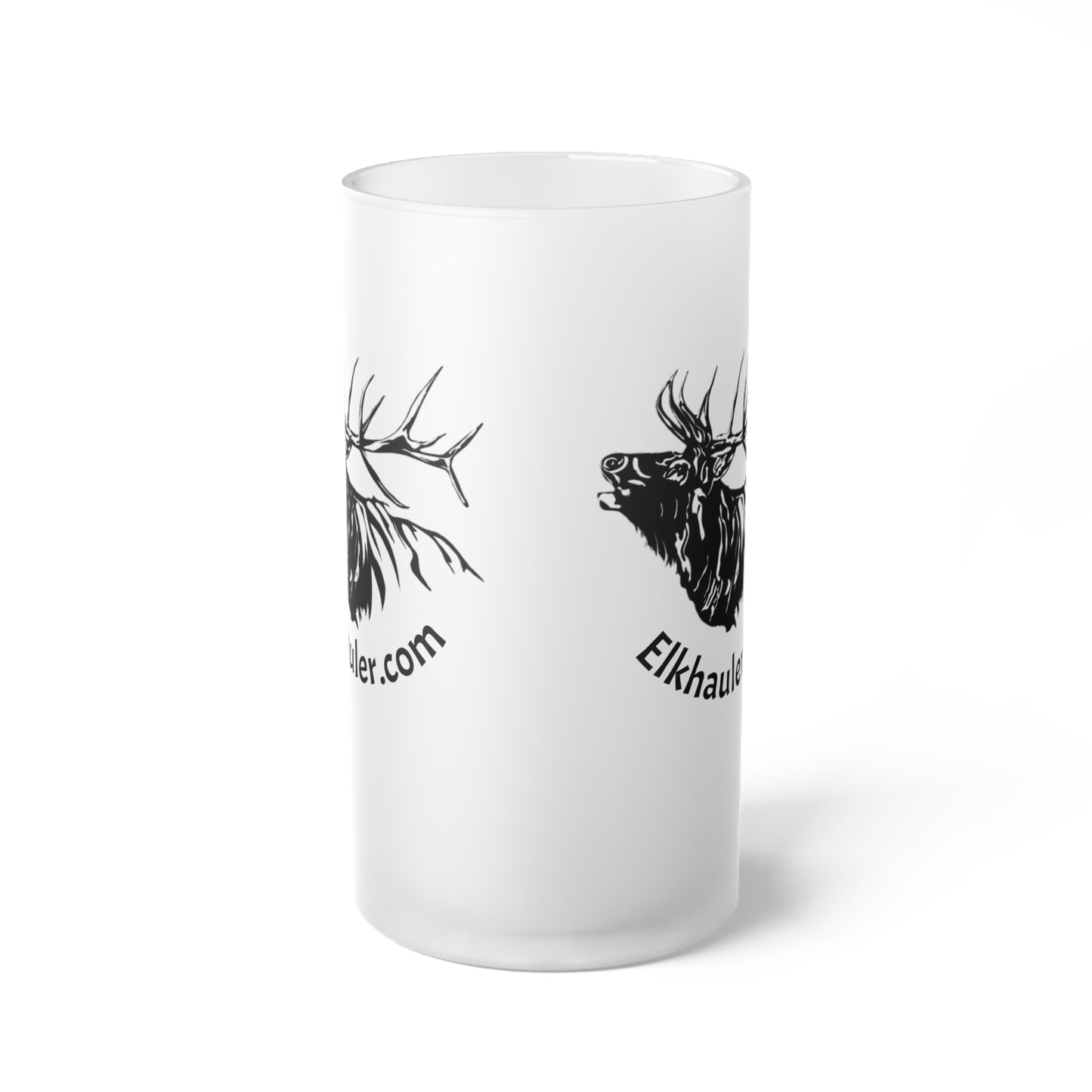 Frosted Glass Beer Mug — Elk Head Logo Beer Stein