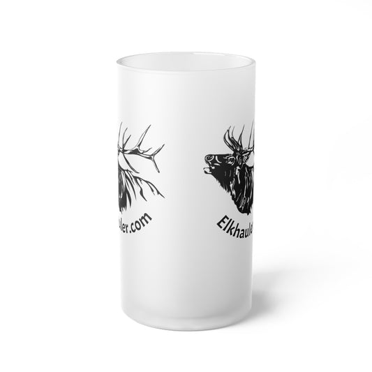 Frosted Glass Beer Mug — Elk Head Logo Beer Stein