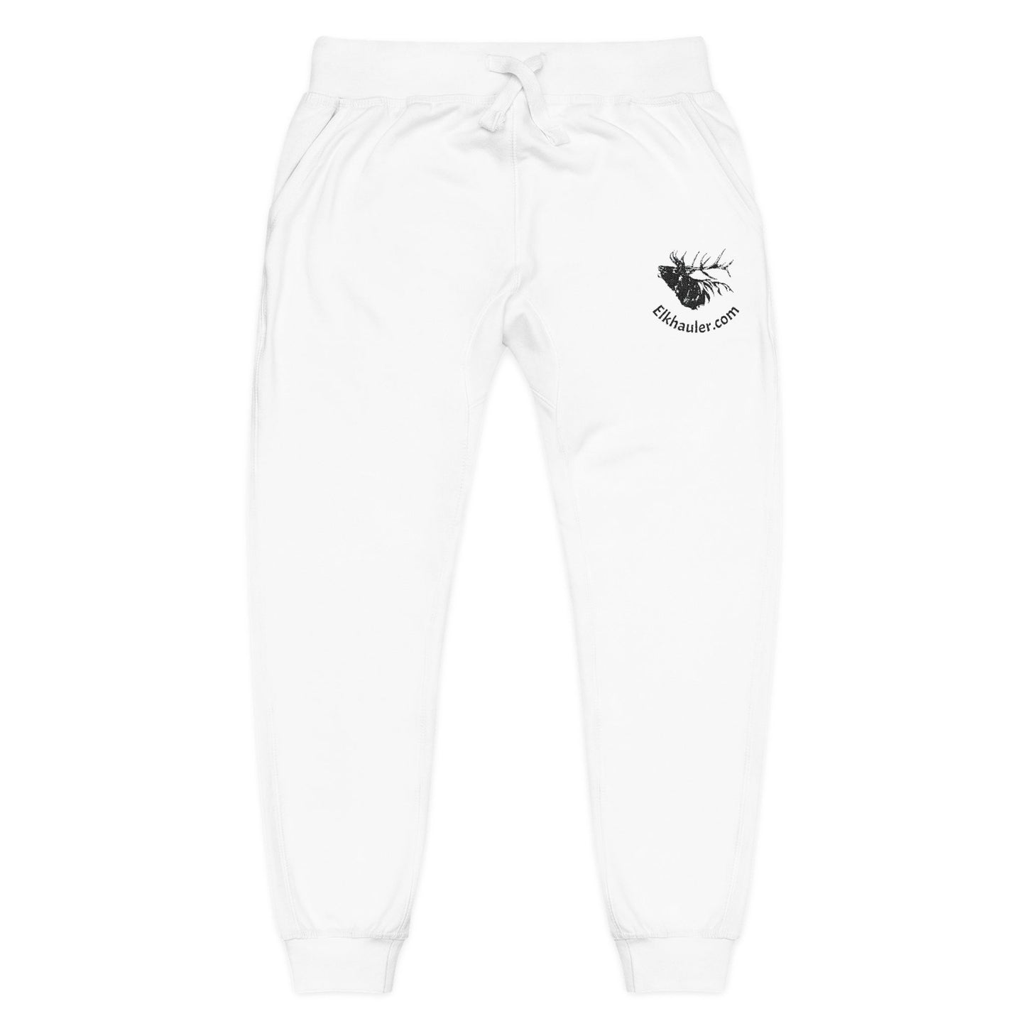 Embroidered Fleur de Lis Sweatpants — Cozy White Fleece Joggers