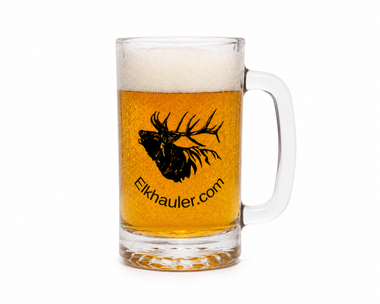Elk Hauler 16 oz branded glass beer stein hunting gift